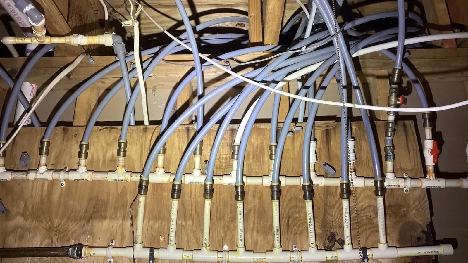 Multiple electrical wires improperly bundled together
